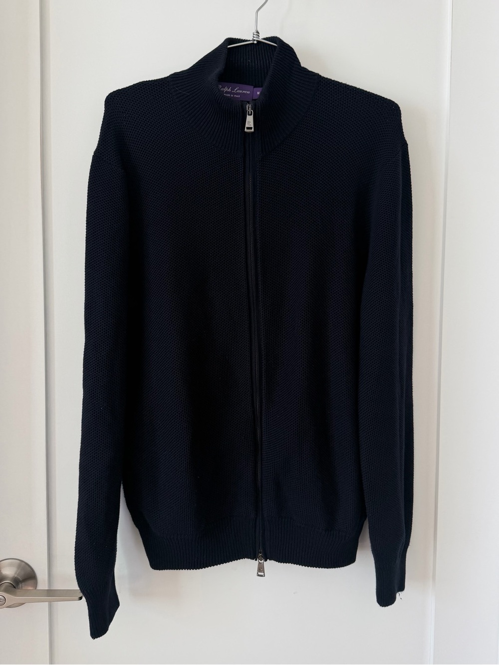 Ralph Lauren Purple Label Silk-Cotton Full Zip Sweater Size Medium Men